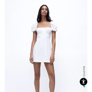 ZARA WOMAN NWT SS22 WHITE LINEN BLEND DRESS